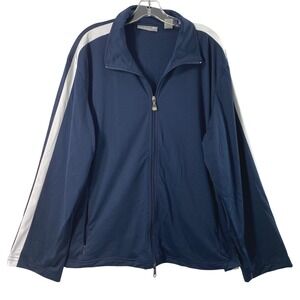 Oleg Cassini Sport‎ Jacket Womans Plus Size 3X Navy Blue Athletic Track Full Zip